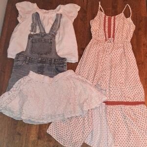 Girls' Boho Summer/Fall Bundle Art Class Romper Jean Overall H&M skirt 7/8